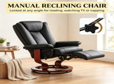 Modern Leather Swivel Recliner with Footrest, Compact Armchair 81310293