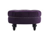 Dawn Tufted Round Ottoman Nailhead Accents, Purple Velvet B2719P238412