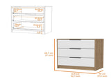 Cannon 3-Drawer Dresser White and Light Oak B06280495