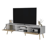 Kimball TV Rack, Spacious Storage with 2 Hinged Drawers and Open Shelves B128P176178