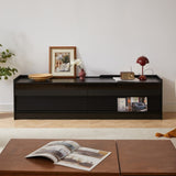 Mirod Modern TV Stand with Ample Storage,4 Drawer Design with Tempered Glass ,Built-in Charging N760P255436B