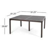 ZUN Outdoor Modern Aluminum Dining Table with Woven Accents, Gloss Black 65144.00BZE