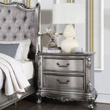 Wooden Nightstand with 2 Drawers in Antique Platinum Finish B016P256539