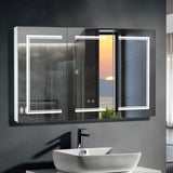 ZUN [FCH] LED Bathroom Wall Cabinet, 3 Door Bathroom Mirror Cabinet, white 13234989
