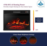 23" Electric Fireplace, 3DInfrared Black Fireplace Electric Insert Heater, with IR Remote Control, W2393P195605