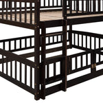 ZUN Bunk Bed with Slide,Full Over Full Low Bunk Bed with Fence and Ladder for Toddler Kids Teens 83907854