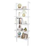 ZUN 5-Shelf Wood Ladder Bookcase with Metal Frame, Industrial 5-Tier Modern Ladder Shelf Wood 70392764