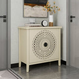 Hollow-Carved 2 Door Accent Cabinet Sideboard Buffet Storage Cabinet with Adjustable Shelf for W688P225282