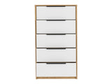 Dresser 42"H, 5 Drawer, Vertical Dresser, White / Light Oak B097133389
