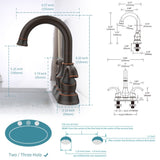 Oil Rubbed Bronze Bathroom Faucet with 2-Handle and 360 Degree Rotating Spout, Crescent Moon Style T3177P277488
