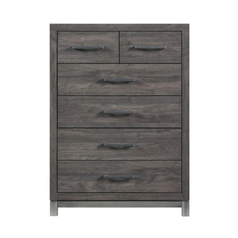 ZUN Modern Sleek Design Bedroom Furniture 1pc Beautiful Chest with 6 Drawers Brownish Gray and Antique B011P255196