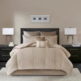 8 Piece Embroidered Comforter Set Natural Cal King B03597013