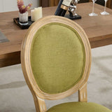 A&A Furniture,French Style Solid Wood Frame Antique Painting Linen Fabric Back Dining Chair,Set of W1143P323333