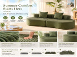 110.24" Fully Compressed Sofa, Corduroy 2-Seater Couch with 2 Lumbar Pillows, Cozy Deep Seat W3326P446759