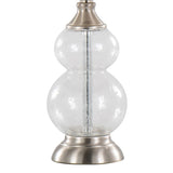 Belle 20" Contemporary Glass Accent Lamp in Clear Wrinkle Glass, Brushed Nickel and White Linen B202P224027
