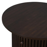 Round Coffee Table for Living Room in Dark Brown, Farmhouse Coffee Table a Drawer, Center Table N735P242922D