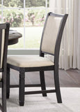 Beautiful Black Finish Wooden Side 2pcs Set Beige Color Textured Fabric Upholstered Dining B01155795