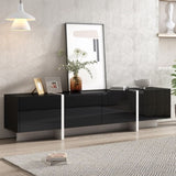 ON-TREND White & Black Contemporary Rectangle Design TV Stand, Unique Style TV Console Table for TVs WF300852AAB