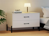 White 2-Drawer Nightstand with Anti-Tipping Kit & Metal Legs, Modern Minimalist Storage Nightstand 83414498