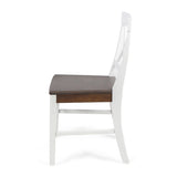 ZUN Roshan Farmhouse Acacia Wood Dining Chairs, White / Walnut 62888.00WWALN