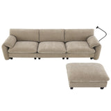 108" Modular Sectional Sofa, L-Shape with 31.5" Extra-Wide Seat Cushion, USB and Type-C Charger, 76049104