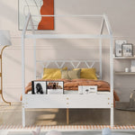 ZUN Full Size Wood House Bed with Storage Space, White 76481310