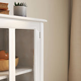 Buffet storage cabinet with double glass doors and unique bell handle W28227723