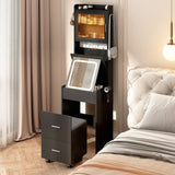 Small Vanity Desk with Mirror and LED Lights, Makeup Table with Charging Station and Storage Shelves 85611937