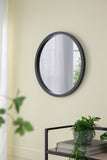 ZUN 20" x 20" Circle Wall Mirror with Wooden Frame and Black Finish, Wall Mirror for Living Dining W2078124341