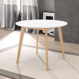 Matte White and Natural Round Dining Table B062P153868