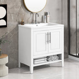 ZUN 30" Bathroom Vanity with Sink, Multi-functional Bathroom Cabinet with Doors Drawers, Solid Frame 17787318