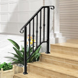 Matte Black Outdoor 2-Step Iron Handrail 50228565