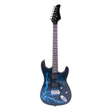 ZUN Lightning Style Electric Guitar with Power Cord/Strap/Bag/Plectrums Black & Dark Blue 86515005