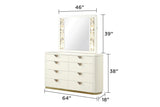La Pierre Modern Style 8- Drawer Dresser Made with Wood and Gold Accents in Beige B009P270813