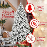 Artificial 8ft Flock Christmas Tree with 1793PE/PVC Mixed Branch Tips, 470L warm white lights, 69934052