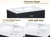 30" Black Bathroom Vanity Single Sink, Combo Cabinet Undermount Sink, Bathroom Storage Cabinet WF324043AAB