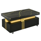 ON-TREND Contemporary Coffee Table Faux Marble Top, Rectangle Cocktail Table WF305961AAB