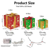 8 Modes Christmas LED Gift Box Lights, 3-Pack IP44 Waterproof with Remote Control & Timer, 44941223