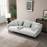 ZUN Modern Fabric Upholstered Sofa with Three Cushions, 2 Pillows, Light Grey W876112686