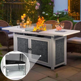 2 In 1 Fire Pit Table 50,000 BTU Stone Gas Fire Stove Pit for Outdoor Patio 89340760