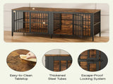 80" Dog Crate End Table, Heavy Duty 2-Door Indoor Pet Kennel, Multipurpose Dog House Furniture as TV W1820P472724