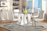 Modern Elegance White Color Leatherette 2pcs Dining Chairs Chrome Metal Legs Dining Room Side Chairs B011P178974