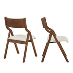 ZUN Upholstered folding Dining chair, space saving, easy to carry, Dining Room, 2-Pack-Walnut 50026736