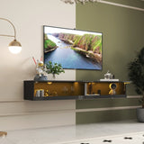 ZUN 180 Wall Mounted Floating 80" TV Stand with 20 Color LEDs and Charging Station W331P225208