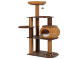 59.5" Rattan Woven Cat Tree with Cat Condo & Top Perch Multi-Level Cat Tower 56022291