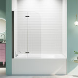34" W x 58" H Frameless Folding Pivot Bathtub Door, 1/4" Thick SGCC Clear Tempered Glass Door, W1552P173132