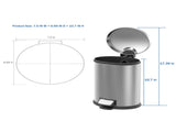 2 Pack Bathroom Trash Can, 1.3 Gallon Stainless Steel Step Garbage Bin with Lid, Silver 72233778