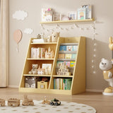 ZUN Wooden Toy Storage Organizer Cabinet Natural/ Wood Kids Bookshelf Children Bookcase Toddler Baby W2876P233535