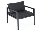 Outdoor Dining Chair Set of 2, All-Weather Grey Aluminum Frame Patio Chairs with Grey Fabric N779P369116G