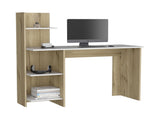 Writing Desk, Four Shelves, White / Pine B097133191